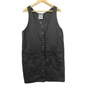 Jungmaven Jumper Dress Black Hemp Organic Cotton Button Minimalist Laganlook M